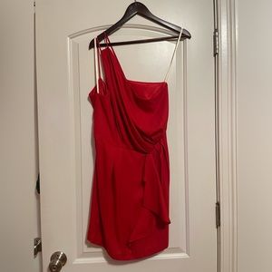 BCBG Generation Asymmetrical Mini Dress—L red